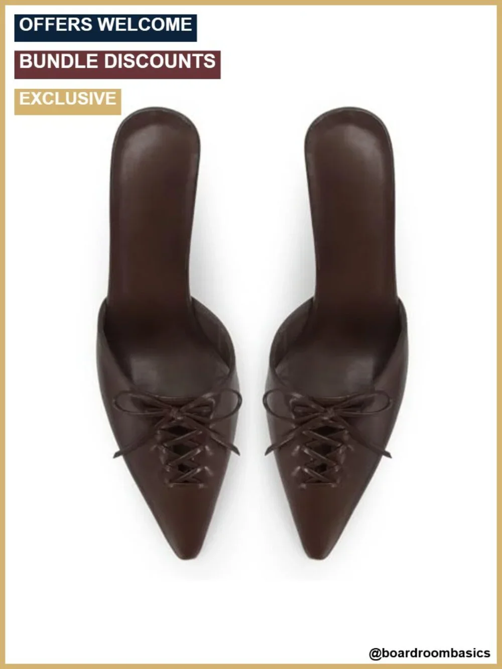 Kitten Heels for Women Pointed Toe Mule Slip On Dressy Bow Heel Vegan Leather